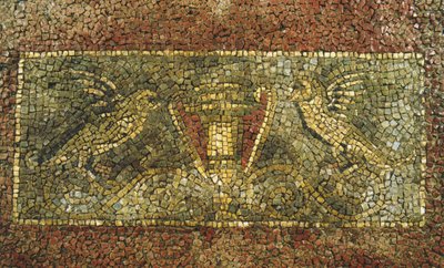 Mosaik aus einem antiken Gebäude unterhalb der Kaserne der Kürassiere am Quirinale, Rom von Roman